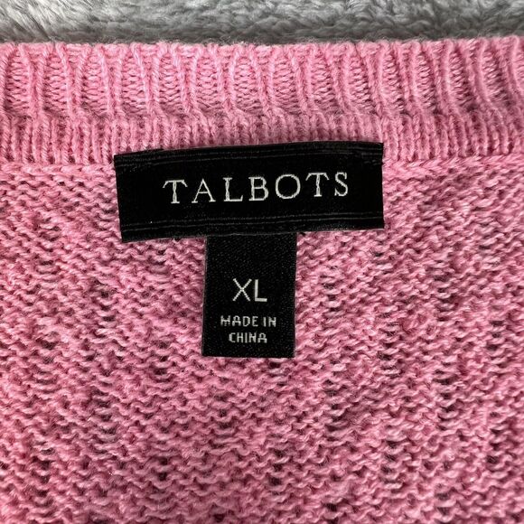 Talbots Sweater Womens‎ XL Pink Lambswool Blend Open Knit Long Sleeve - Picture 2 of 7